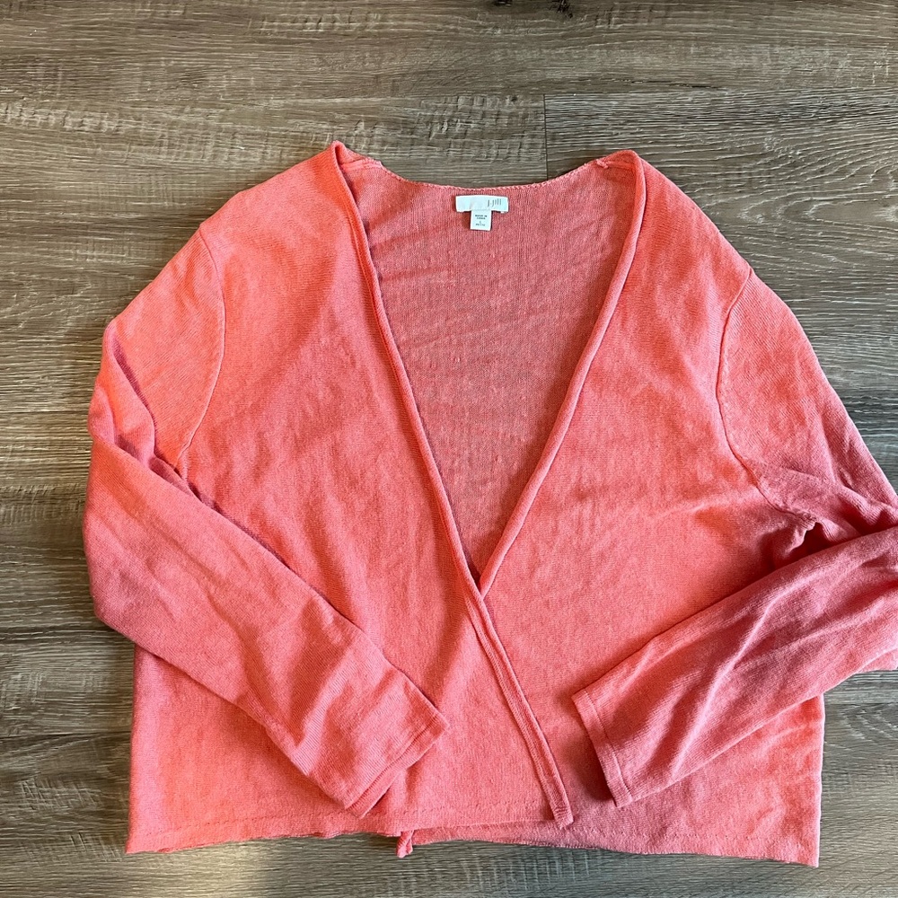 J Jill Peach Soft Knit cardigan sweater Large Easy Comfortable Everyday Wear